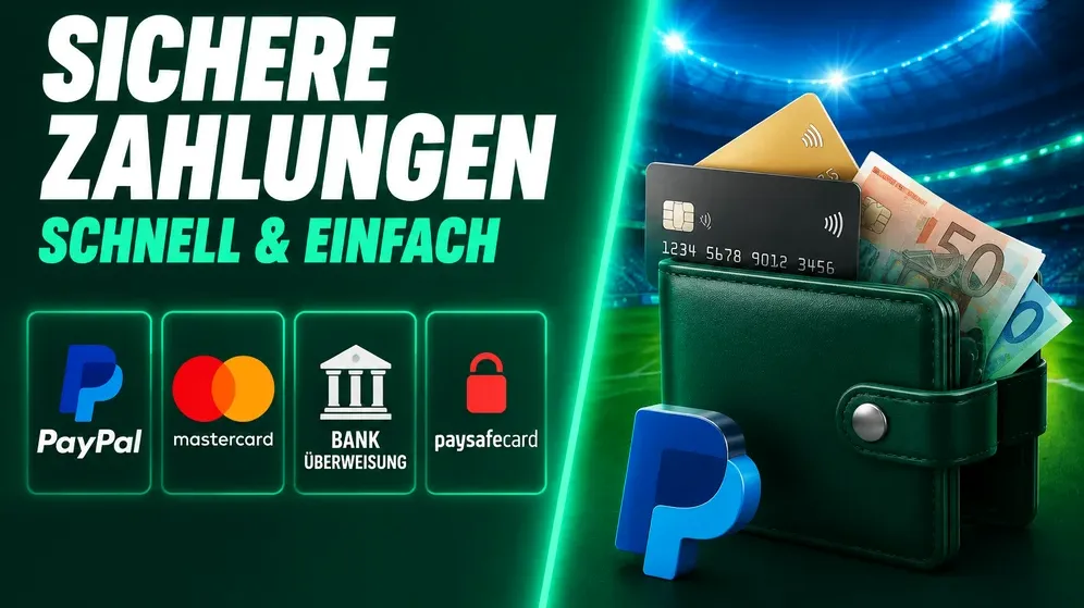 Logos von PayPal, Kreditkarte, Banküberweisung und paysafecard nebeneinander
